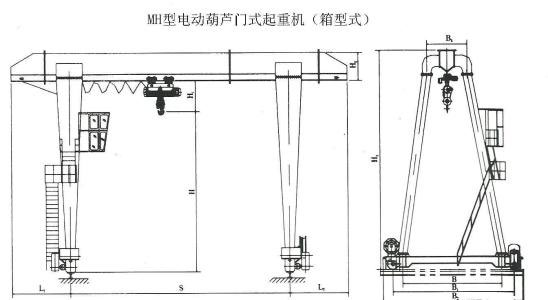 MH型单梁门式起重机外形图