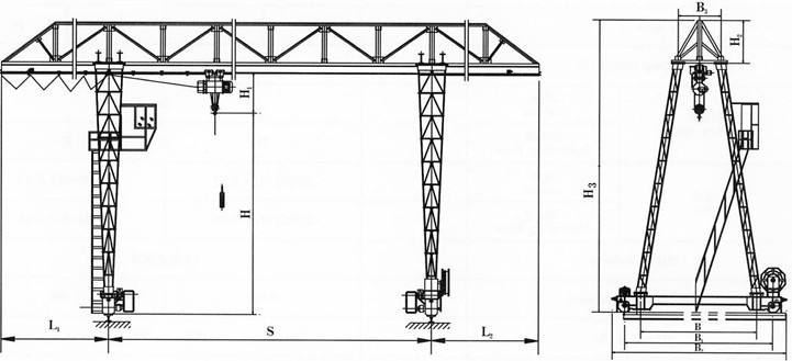 桁架式MH型电动葫芦门式起重机结构图