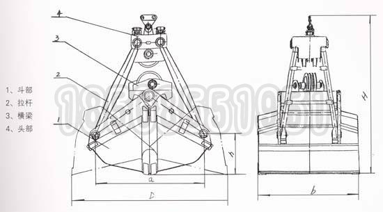 四绳抓斗结构图