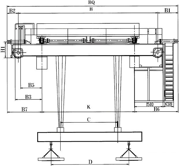 QL型电磁挂梁桥式起重机结构图